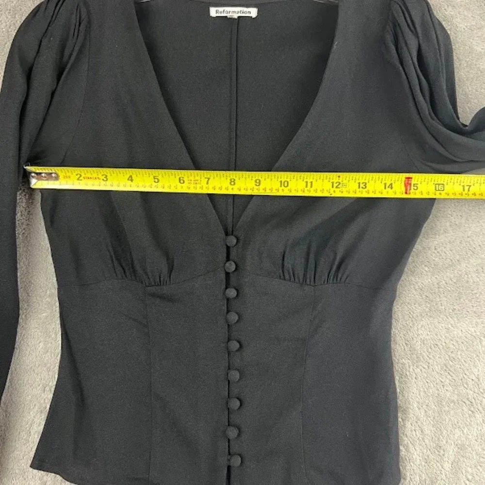 Reformation Nell Top Womens XS Black Puff Sleeve Romantic Clean Girl Cottagecore